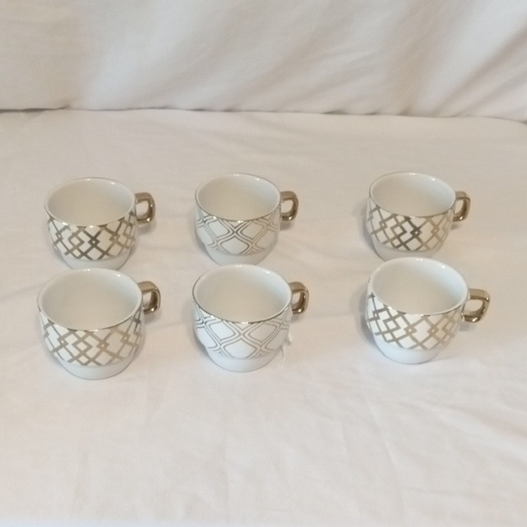 World Market Geometric Gold and White Mug Set - Picture 3 of 9